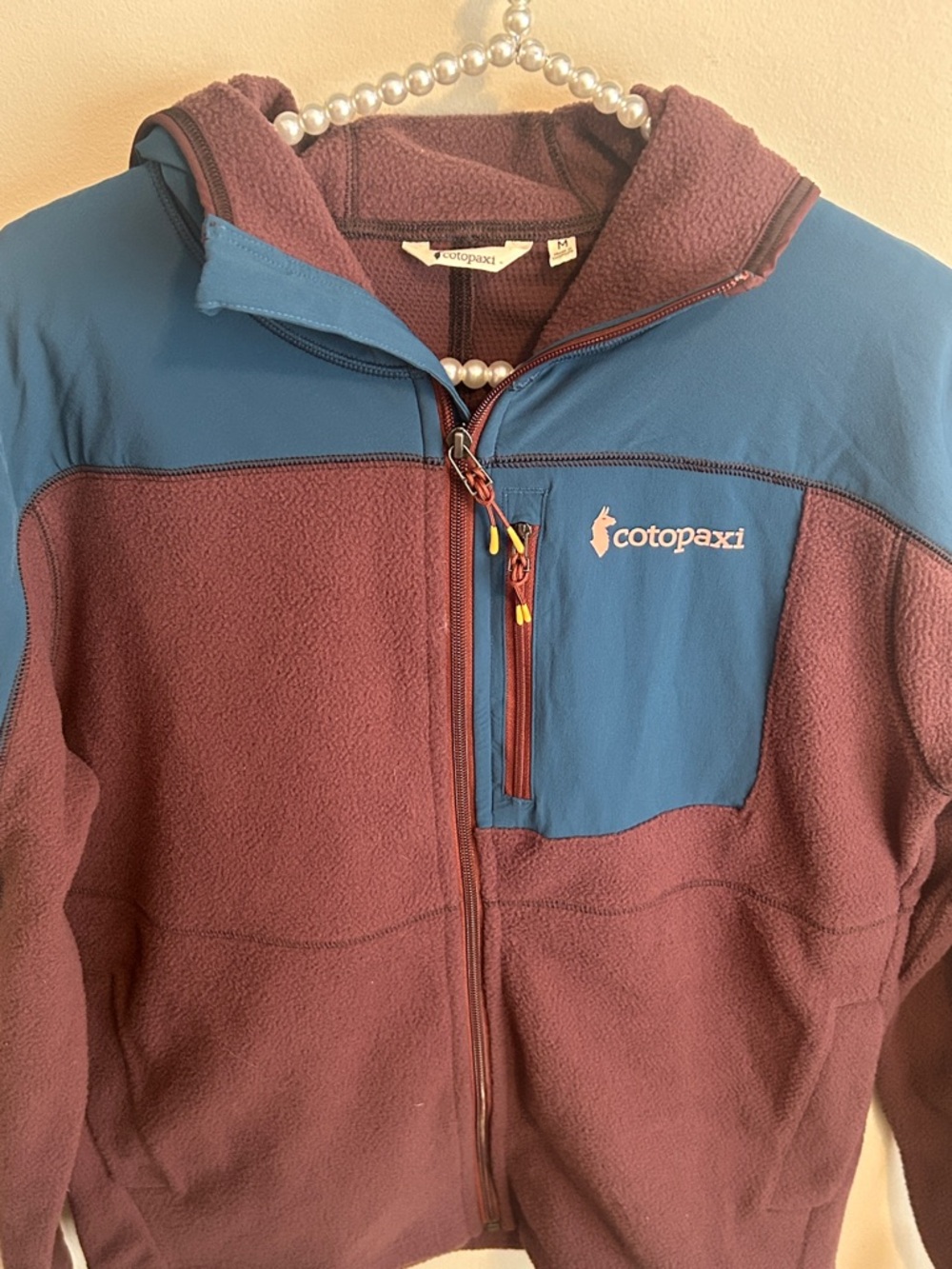 Cotopaxi Abrazo Hooded Full-Zip Fleece Womens Jacket Blue/Wine Medium - Picture 2 of 5